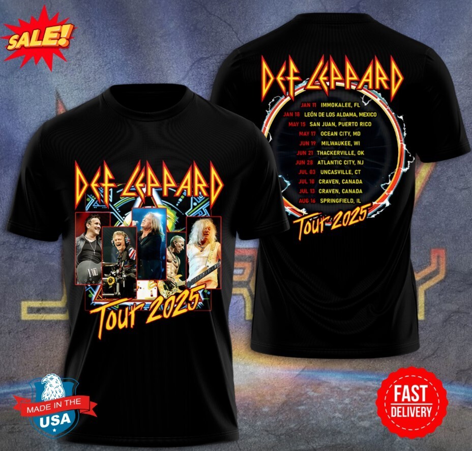 Def Leppard Tour 2025 3D Shirt S-5XL | eBay