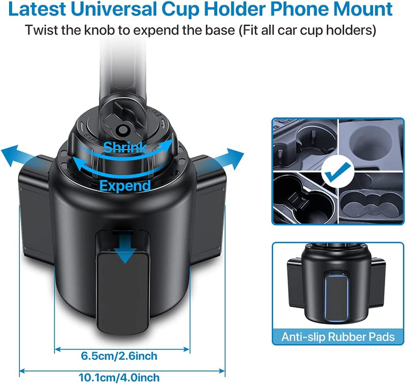 Cup Phone Holder for Car, Upgraded Adjustable Long Neck Universal Hands Free Car