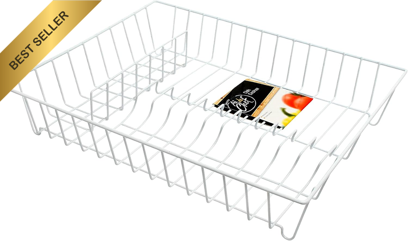 Ai De Chef 6054 Dish Drainer – Silver Heavy-Duty PVC Coated Rack with Divider, E