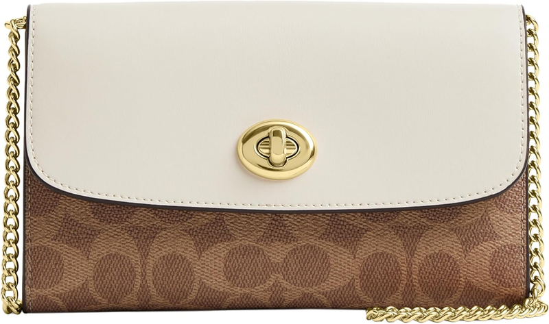 COACH womens Chain Crossbody in Signature Canvas