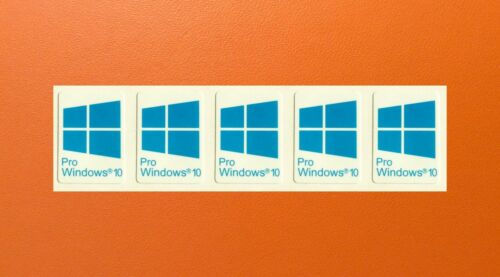 5 PCS window 10 Pro Blue Sticker Badge Logo Decal Cyan Color 16mm x 23mm