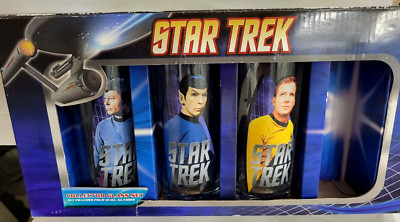 2009 Star Trek Collector Glass Set of 3  10oz Kirk McCoy Spock Vandor (NO Uhura)