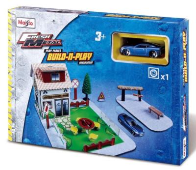 Maisto Kids Fresh Metal Coffee Shop Build & Play Set w/ Sports Car