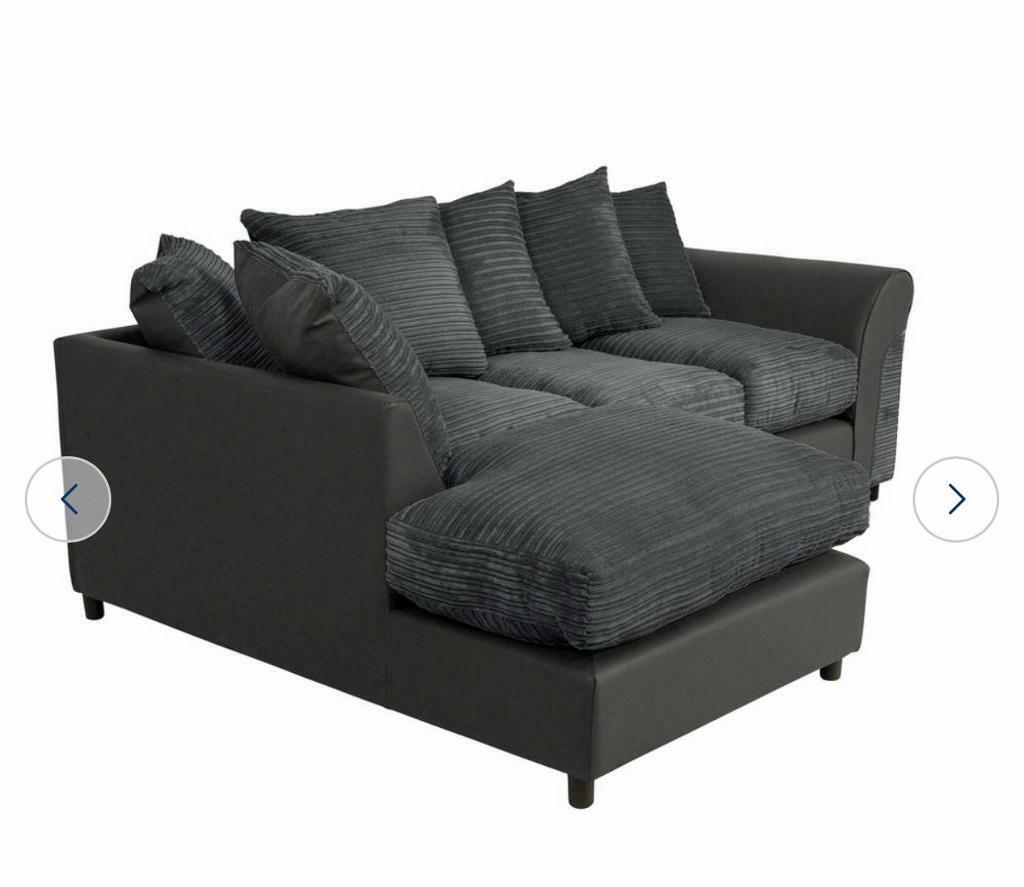 Argos Harry left hand corner sofa, charcoal grey and black in Walnut