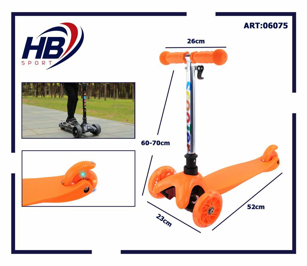 Monopattino 3 Ruote Scooter Divertimento Bambini Ragazzi Arancione dfh