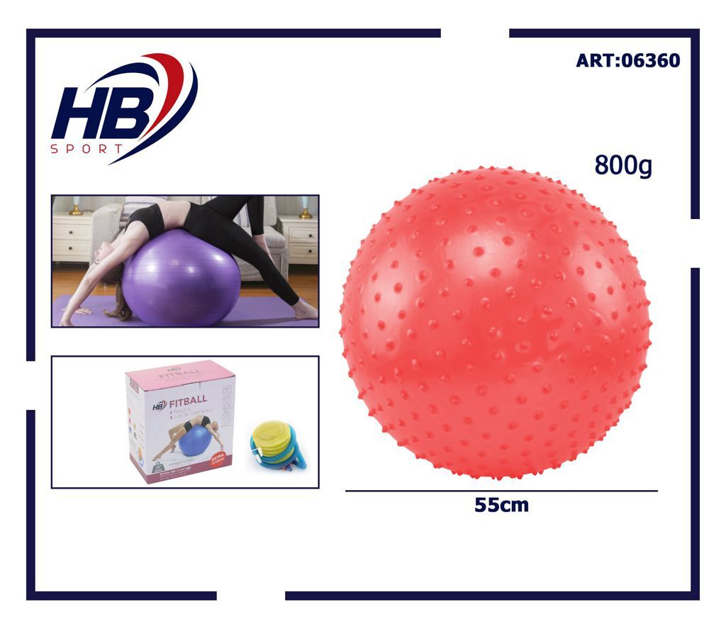 Palla da Ginnastica Massage GymBall Massaggio Yoga Fitness 55cm Rossa dfh