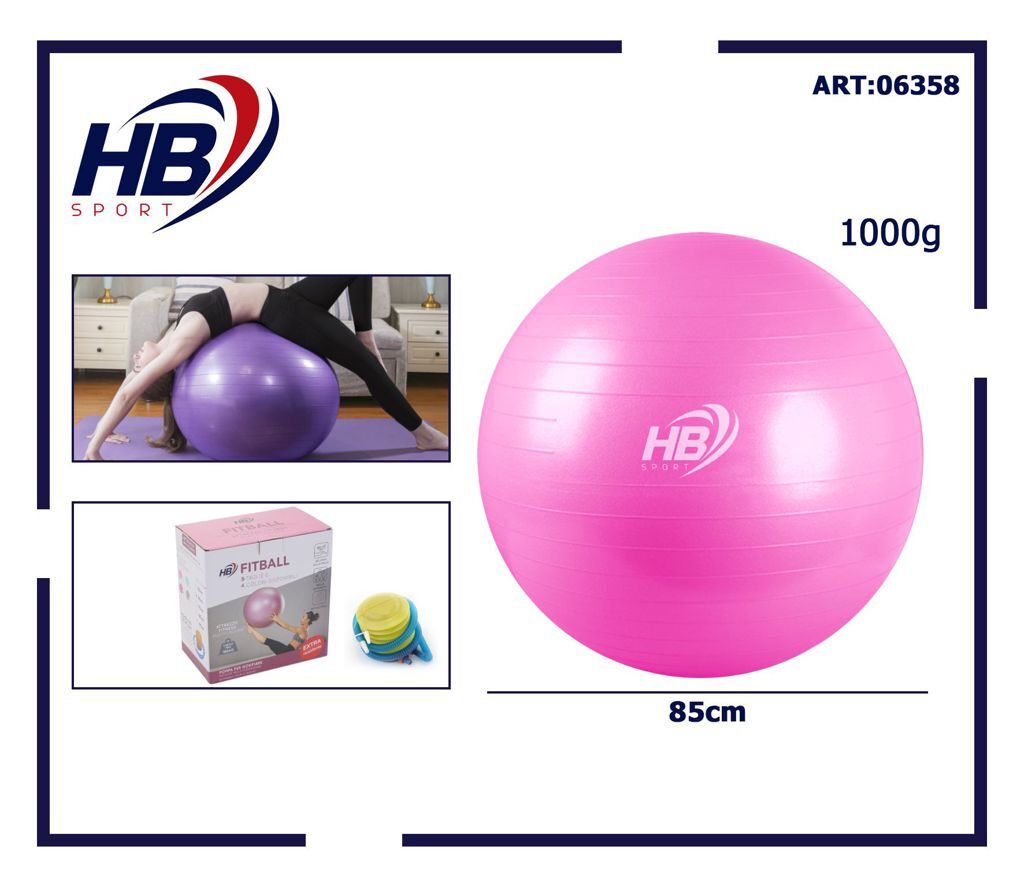 Gymball Palla Ginnastica Yoga Pilates Fitness 85Cm + Gonfiatore Rosa dfh