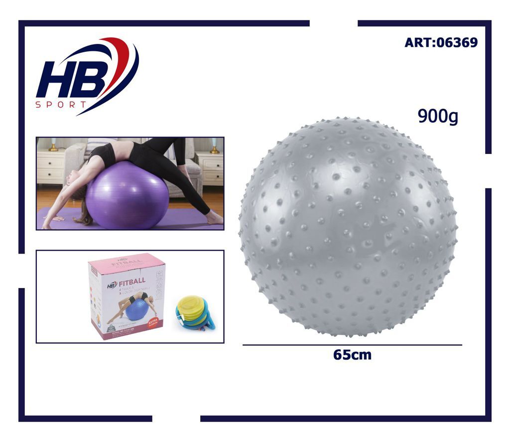 Palla da Ginnastica Massage GymBall Massaggio Yoga Fitness 65cm Grigia dfh