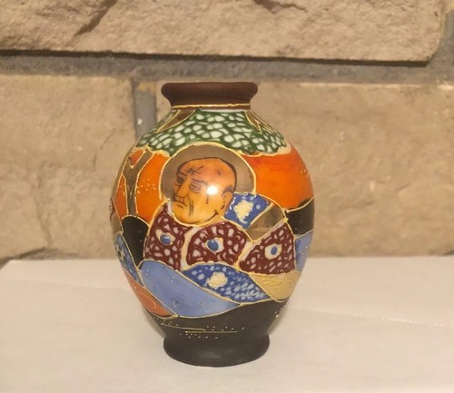 Antique Hand-painted Japanese Porcelain Gold Gilt Miniature Vase