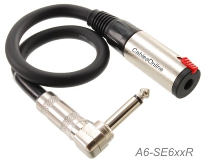 1/4'' Right-Angle Mono TS Male to Locking Female Speaker Audio Extension