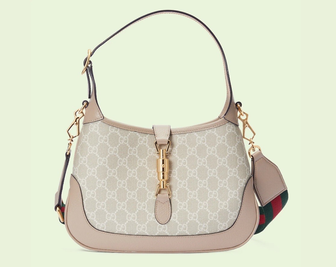Gucci Jackie 1961 GG Small Shoulder Bag Beige and White New