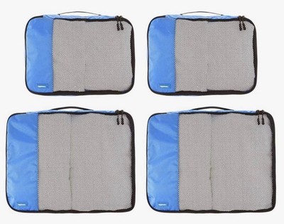 Amazon Basic  4 Piece Packing Travel Organizer Cubes Set-  2 Medium And 2 Large