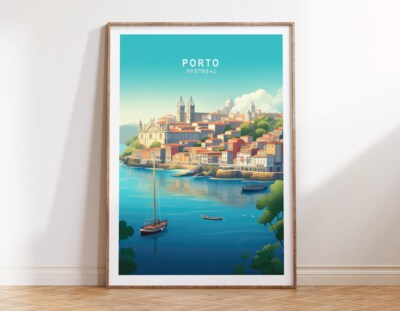 Porto City in Portuga, River & Boats Art Poster Premium Quality Choose your Size