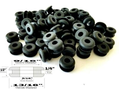 Pack of 50 Rubber Grommets 5/16'' Inside Diameter 1/4'' Groove - Fits 9/16'' Drill 