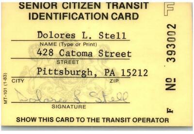 Vintage Pennsylvania Senior Citizen's Public Transit Identific...