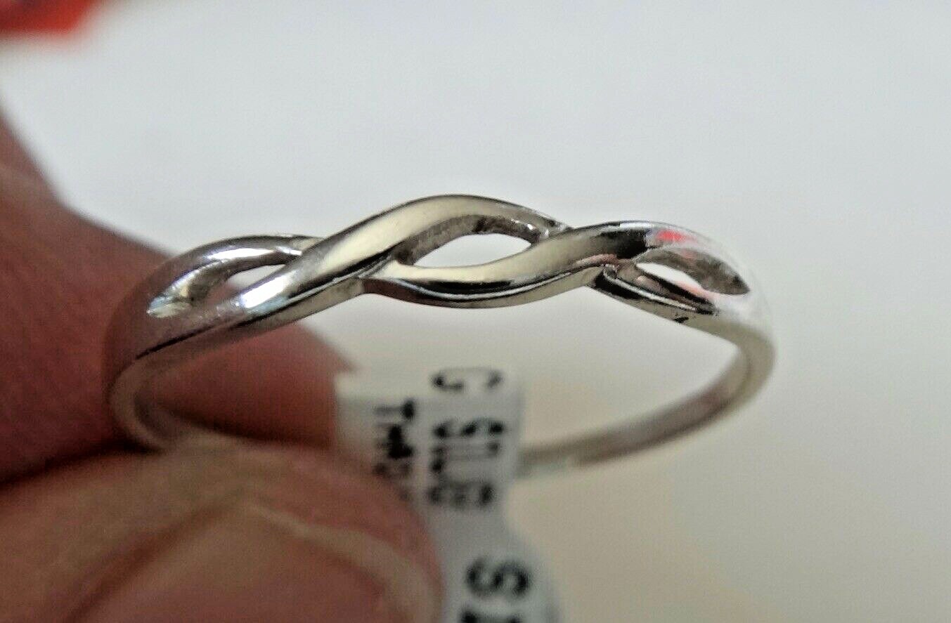 size 8 Sterling Silver 3mm Thin Band Intertwined Double