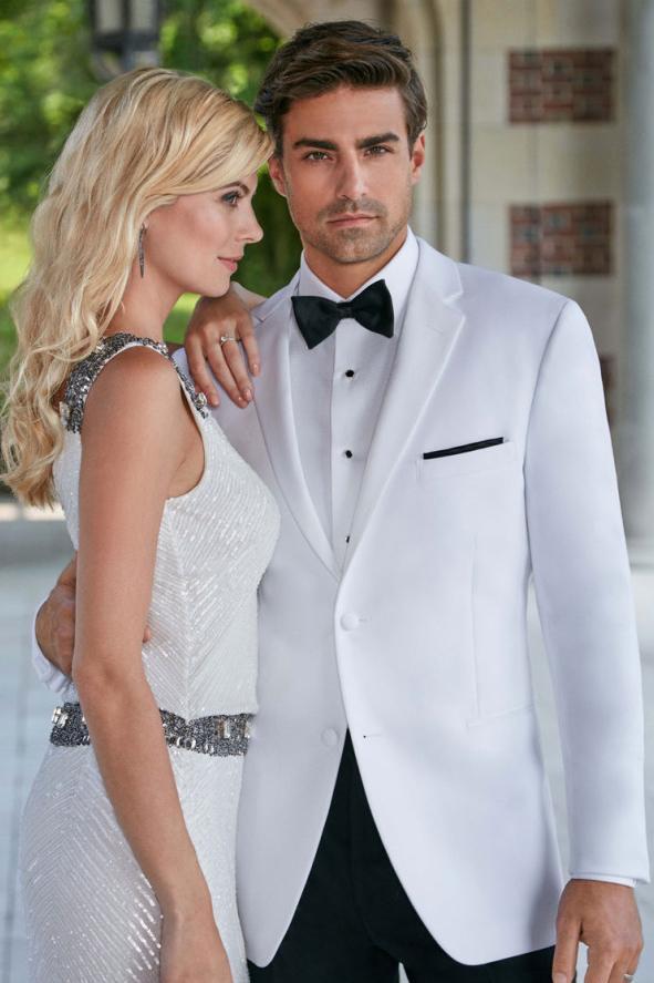 Men's After Six White Tuxedo Jacket Wedding- Prom Mason Cruise Modern Slim Fit