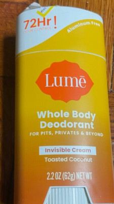 Lume Whole Body Deodorant Invisible Cream  Toasted Coconut-72 Hour  Odor C new