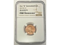 LINCOLN LABEL 2019 UNCIRCULATED COIN SET w// FIRST /"W/" LINCOLN CENT NGC MS68RD