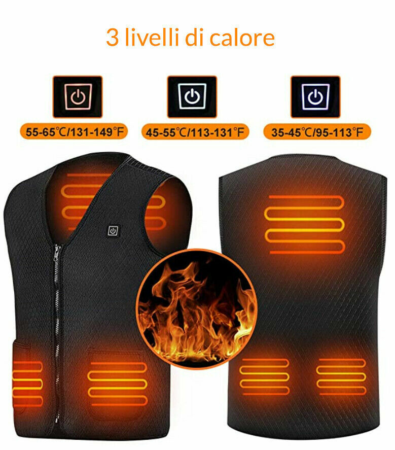 Gilet Riscaldante Usb Unisex Elettrico Abbigliamento Giacca Invernale 12h Carica