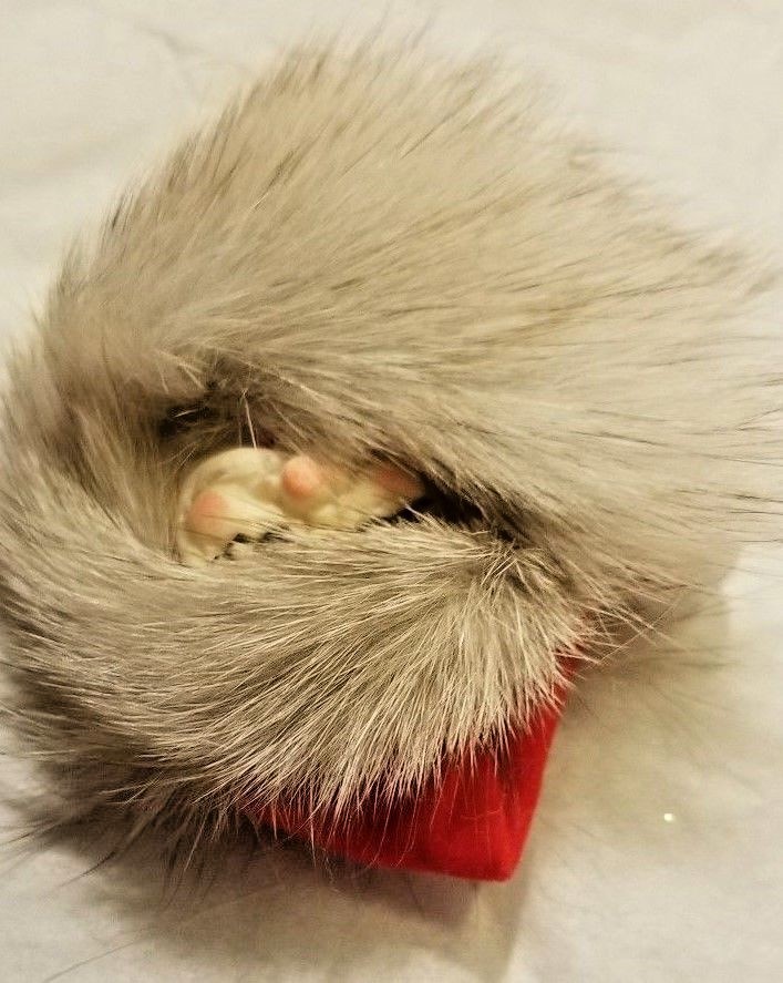 Santa Clause Fur Pin Brooch Hand Crafted Brooch