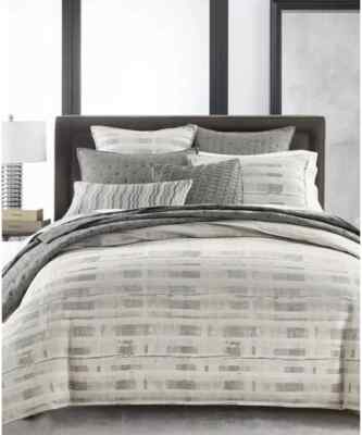 HOTEL COLLECTION Broken stripe DUVET Cover Granite, FULL / QUEEN