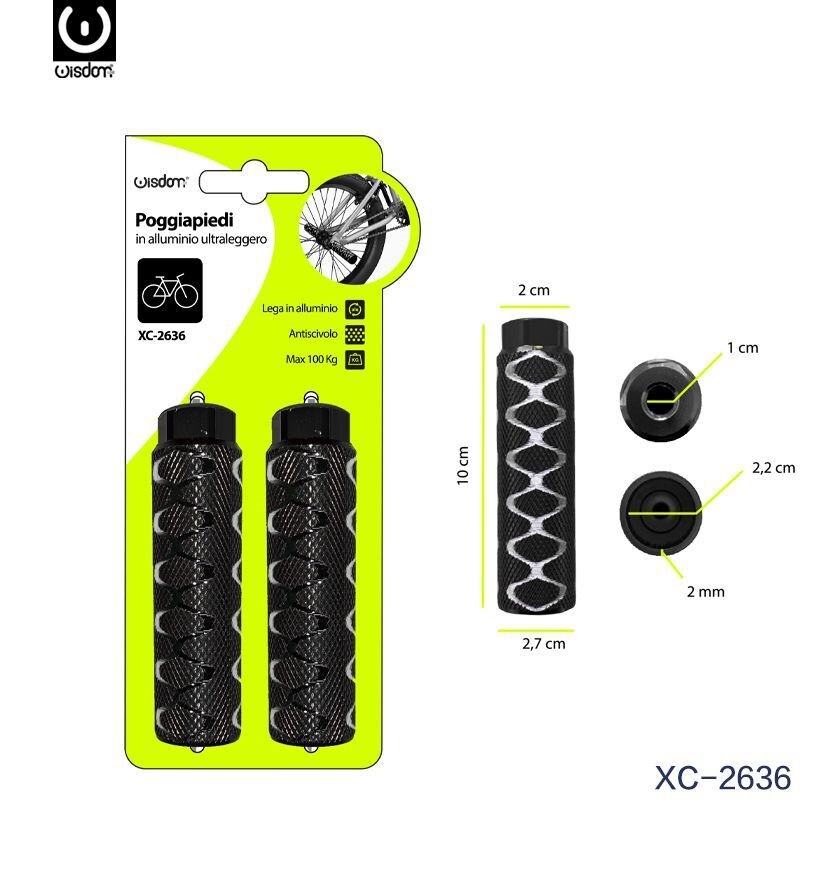 Coppia Poggiapiedi In Alliminio Leggero Antiscivolo Bici Bicicletta Xc-2636 wis
