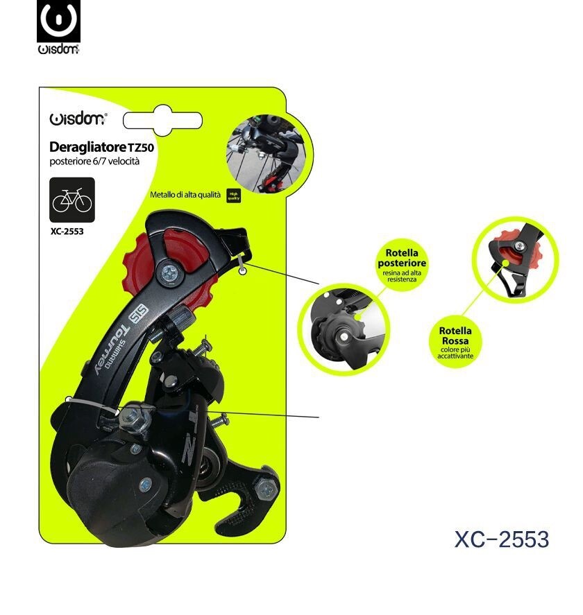 Deragliatore Posteriore Per Bici Bicicletta Mtb Tz50 6/7 Velocità Xc-2553 wis