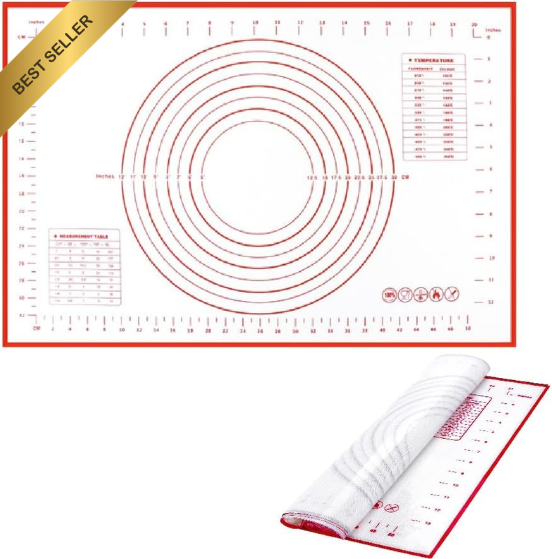 Non Slip Silicone Baking Mat 32X24 Inch Extra Thick Pastry Mat with Measurements