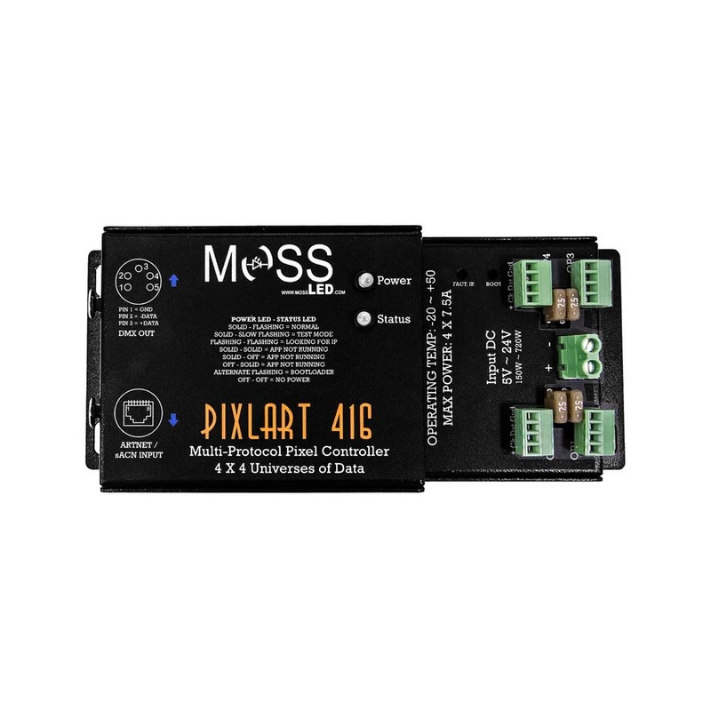 MOSS LED PixlArt 416 Multi-Protocol Pixel Controller 4x4 Universes of