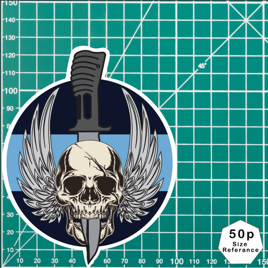 Waterproof Vinyl Army Air Corps (AAC) Sticker - Winged Skull - Picture 4 of 4