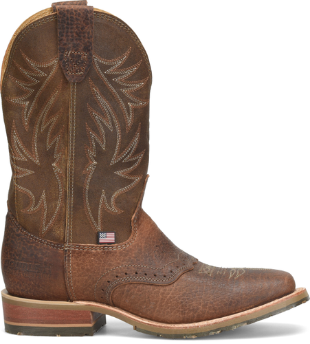 Pre-owned Double-h Boots Men's 11" Dalton Wide Square Toe Ice™ Roper Western Boot Brown -