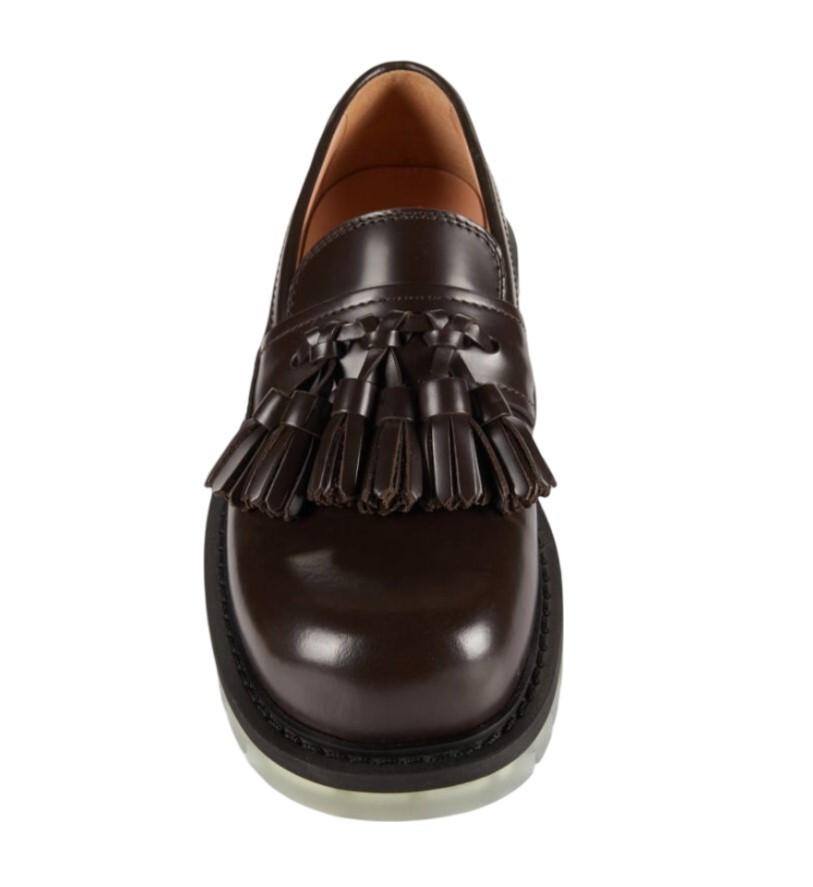 Pre-owned Bottega Veneta $1,150  Brown Leather Tassel Platform Loafer Shoe Size 6-12