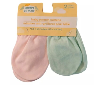 Angel of Mine Baby Scratch Mittens Pink and Green