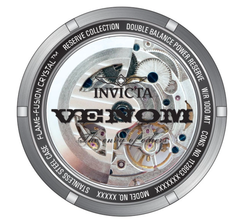 Pre-owned Invicta Reserve Venom Men's 52mm Double Open Heart Automatic Watch 35984