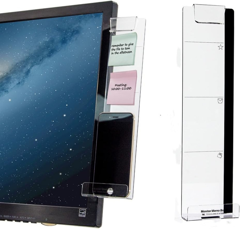 Multifunctional Computer Monitor Memo Message Board - Transparent Computer Side