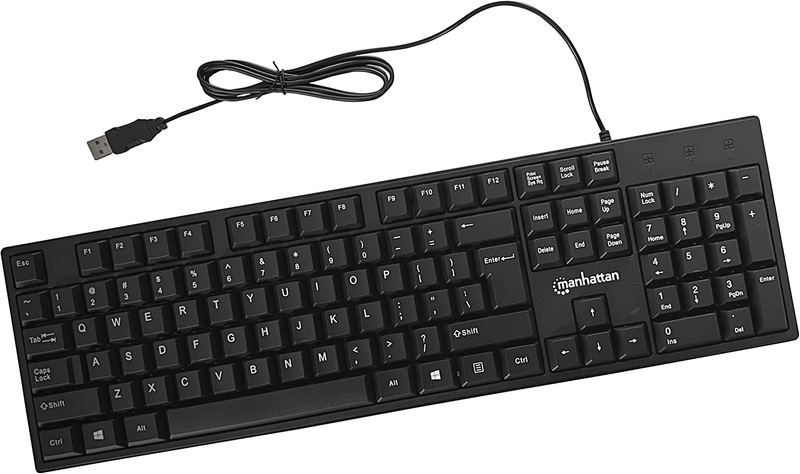 Wired Computer Keyboard &ndash; Basic Black Keyboard - with 4.5Ft USB-A Cable, 104-Key
