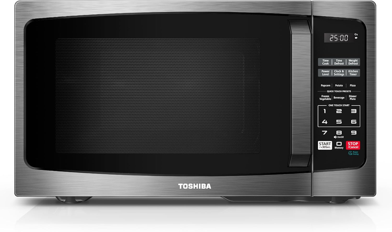 ML-EM09PA(BS) Small Microwave Oven with 6 Auto Menus, Mute Function & Child Lock, LED Lighting, Perfect for Apartment, 0.9 Cu Ft, 10.6 Inch Removable Turntable, 900W, Black Stainless Steel