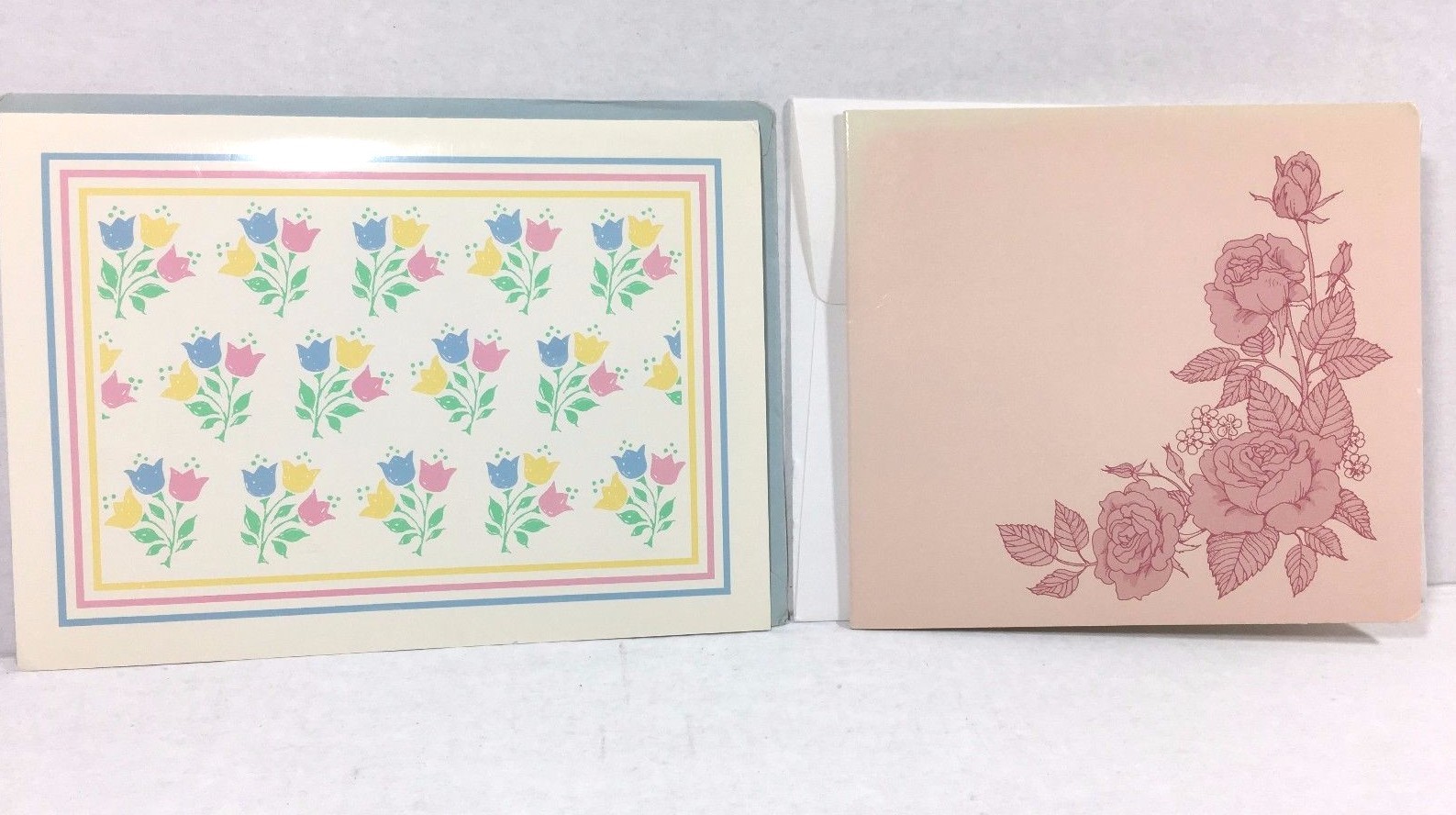 2 Vintage Floral Flip-up Photo Greeting Cards Blank & 'Sharing Special Moments'