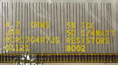 Lot of 50  Allen Bradley RCR07G4R7JS 4.7 Ohm 1/4W (0.25W) Carbon Comp Resistor