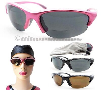 WOMENS SAFETY BIFOCAL SUNGLASSES READERS | Sport Golf Cycling Pink 1.5 2.0 2.5 3