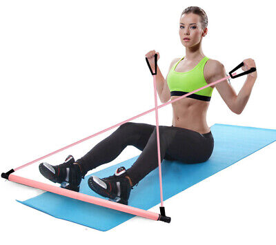 Portable Pilates Bar Kit Resistance Band Adjustable Exercise Stick Toning Gym