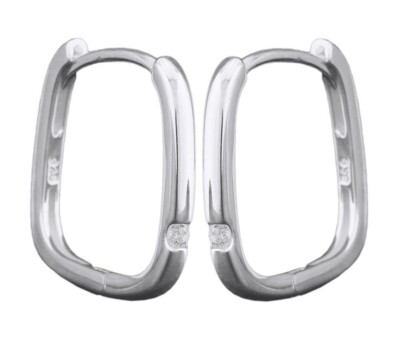 925 ECHT SILBER  *** Zirkonia Creolen Ohrringe Rechteck Viereck Quadrat 15 mm
