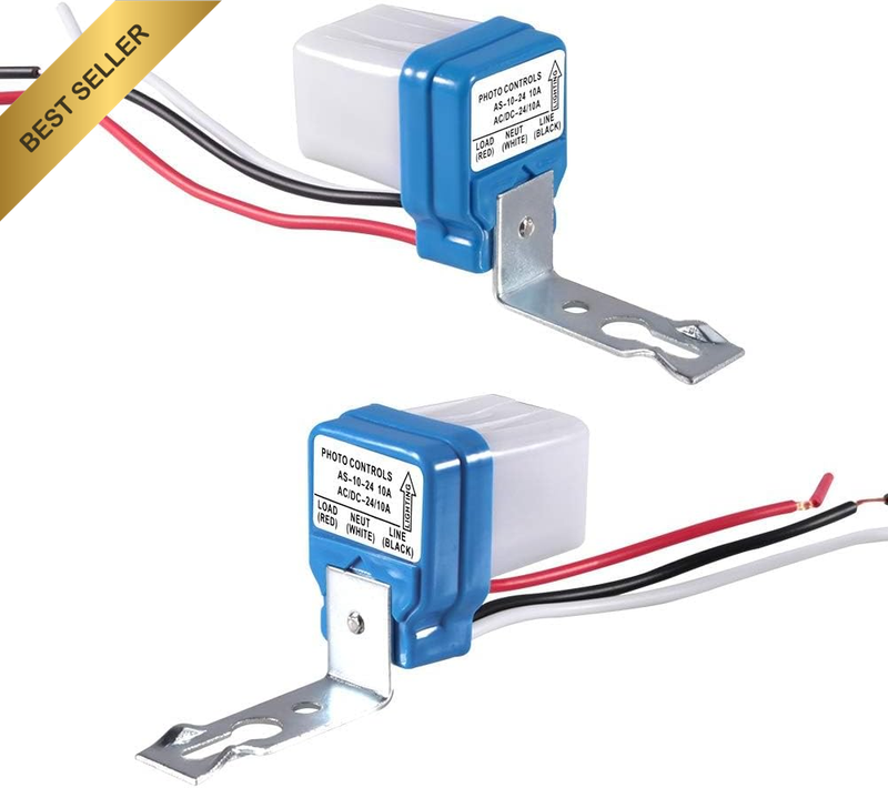 2 Pack - 220V 10A Automatic On/Off Photocell Street Light Switch, 50-60Hz Photo