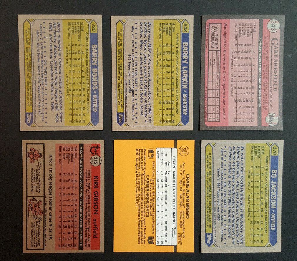 Lot of 50 Rookie cards: Sheffield, Bonds, Bo, Biggio, Larkin more