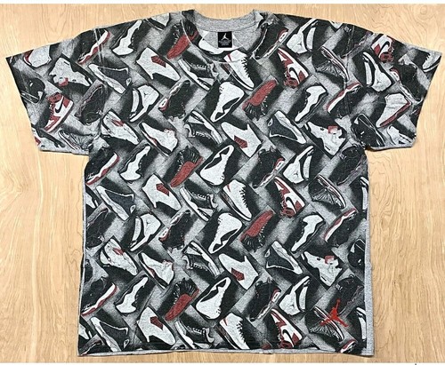 XL NIKE AIR JORDAN All Over Sneaker Print t-shirt Vintage