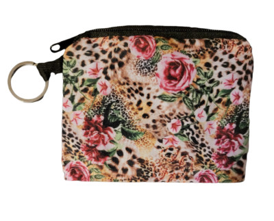 Small Multicolor Zippered Nylon Change Purse w/ Key Ring - New - Style C