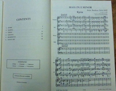 Lot 3 Songbooks- BRUCKNER Mass No. 2 E Minor VOCAL SCORE