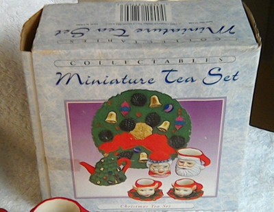 1996 Christmas Miniature Tea Set Chadwick Miller Santa Claus Mrs. Claus 10 pcs