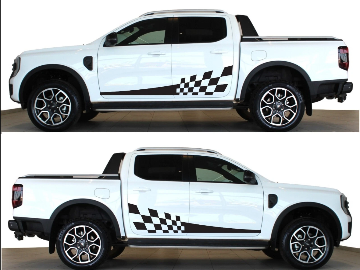 Fits Ford Ranger Side Stripe Graphics Decals Stickers Both Sides Checked 4x4